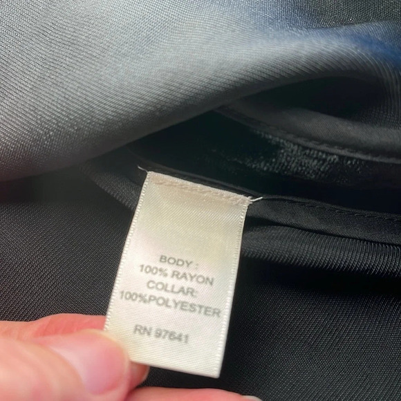 J Jill Velvet Jacket Long Chiffon Shawl Collar Peplum Blazer Medium Black Artsy - Picture 10 of 17